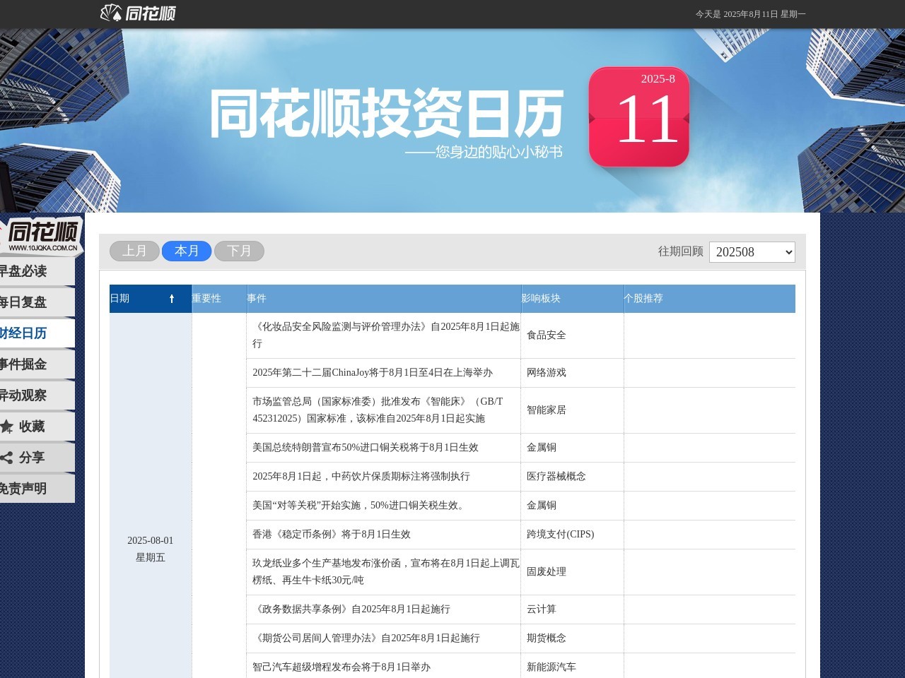 投资日历